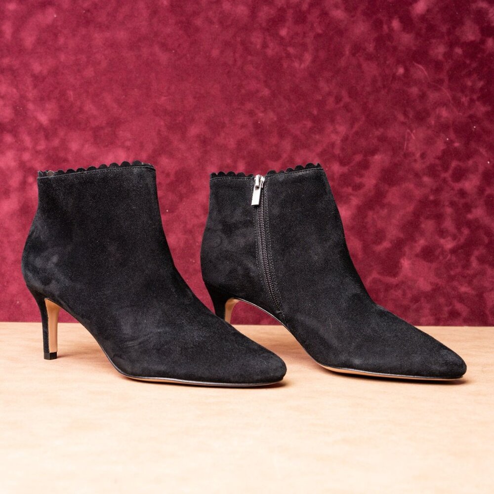Pelle Moda Women Black Suede Zip Fashion Dress Ankle Boots sz 9